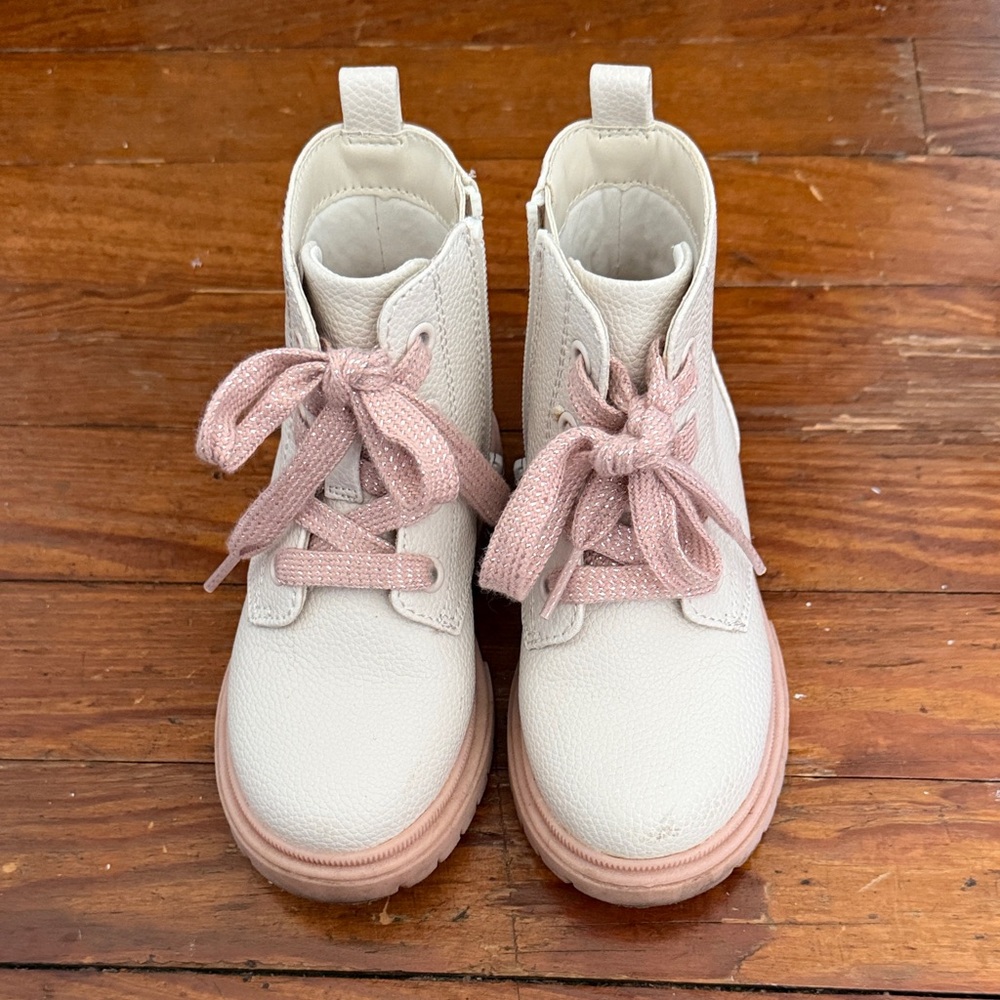 Cat & Jack White and Pink Toddler Lace-Up Boots